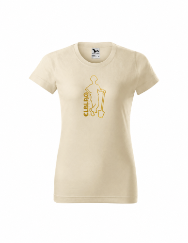 Beżowy T-shirt ze złotym nadrukiem Elbląga.png