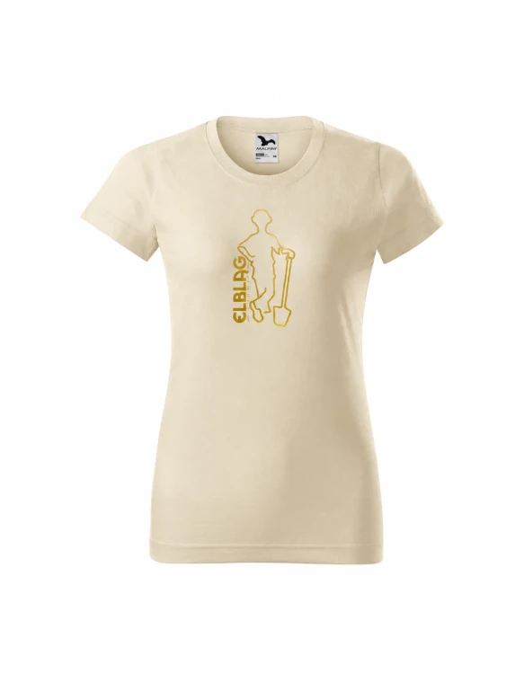 Beżowy T-shirt ze złotym nadrukiem Elbląga.png